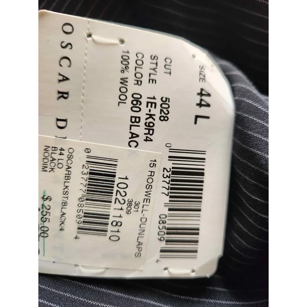Oscar De la Renta 2 piece Wool suit pinstripe men's 44 large black white Blazer